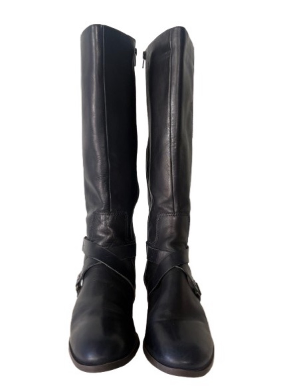Nine West Blogger Harness Tall Riding Boots. Navy Blue Leather. Size-8